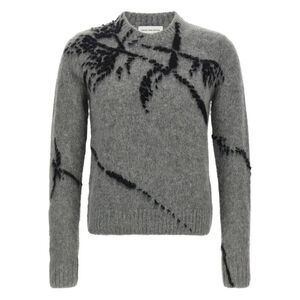 DRIES VAN NOTEN Intarsia Knit Crewneck Sweater Men GREY Sweaters & Cardigans